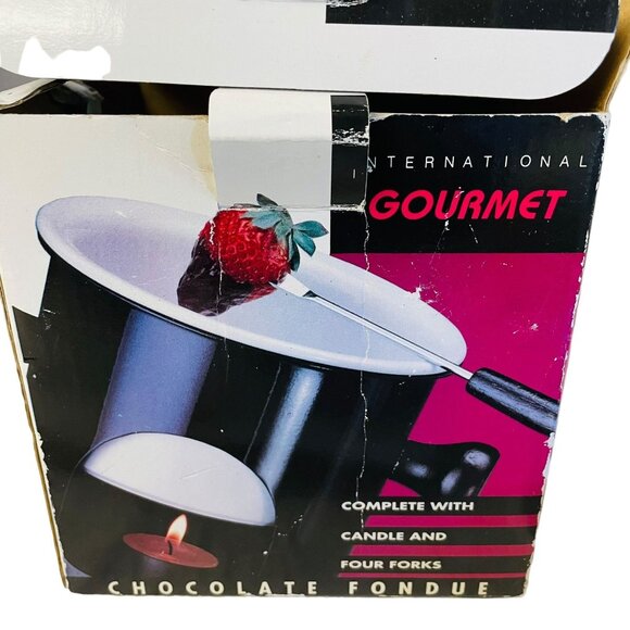 Gourmet Chocolate Fondue Set With Candle Four Forks - Picture 1 of 14